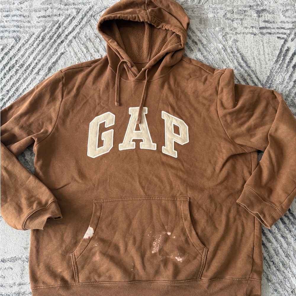 GAP Men's Brown Hoodie Bleached stained